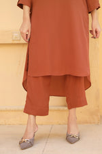 Terracotta asymmetrical hem shirt