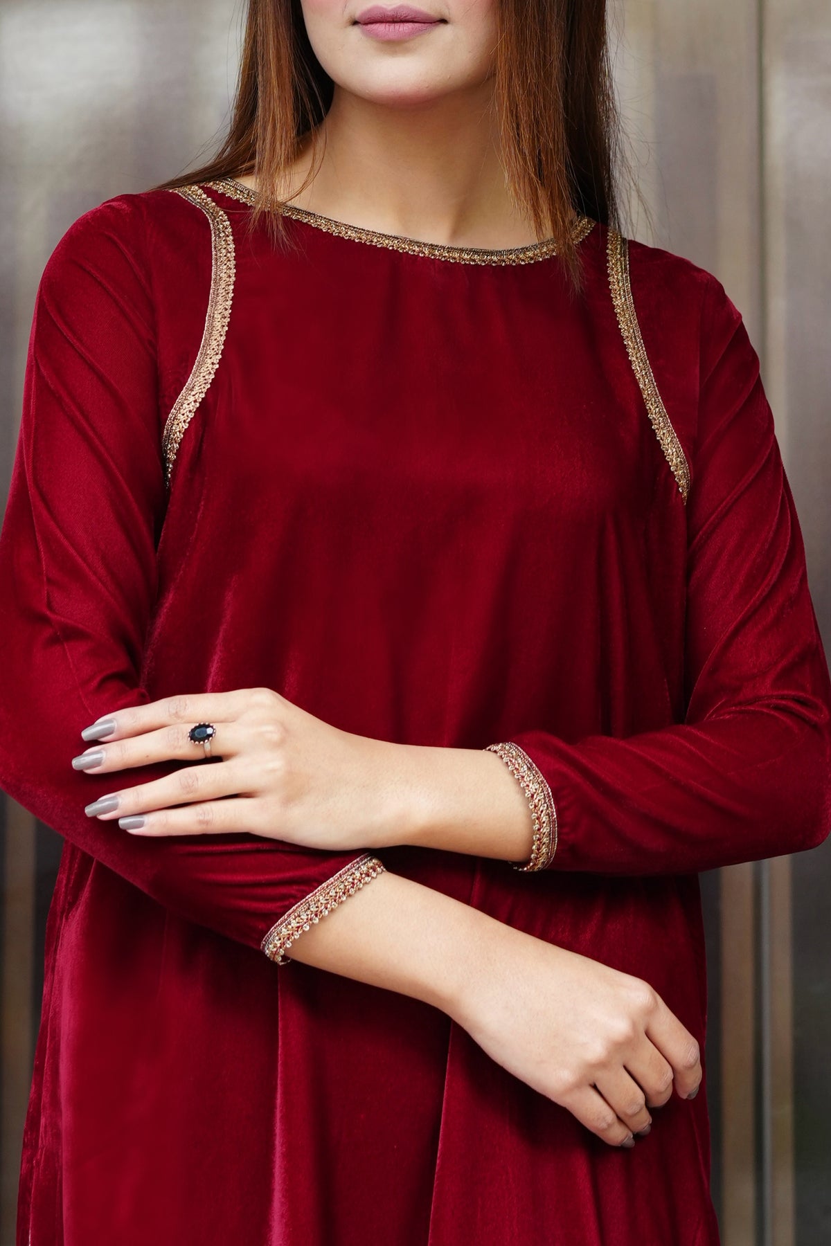 Maroon embellished