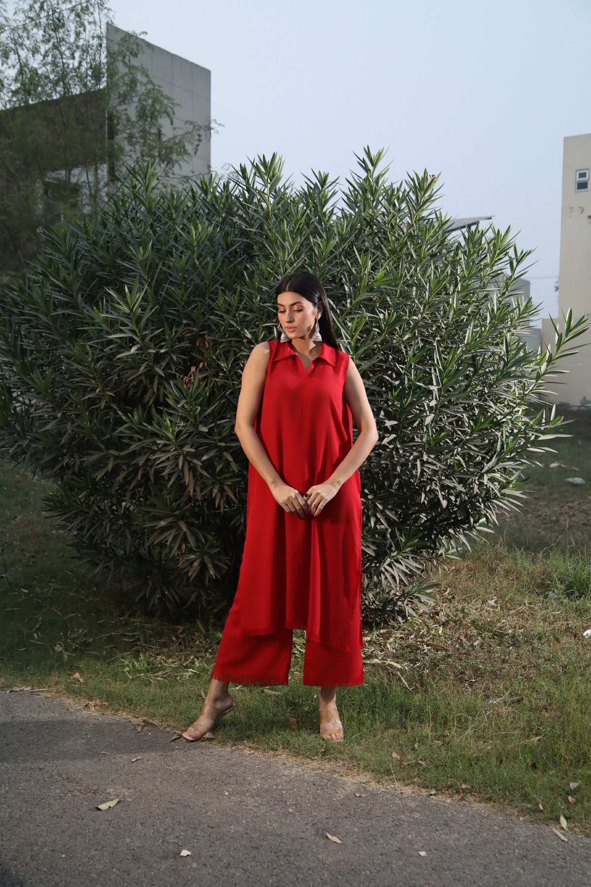 Vibrant Red thread dress
