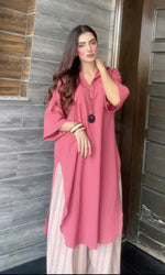 Pink contrast kurta set