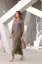 Polka dotted olive dress