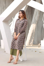 Polka dotted olive dress