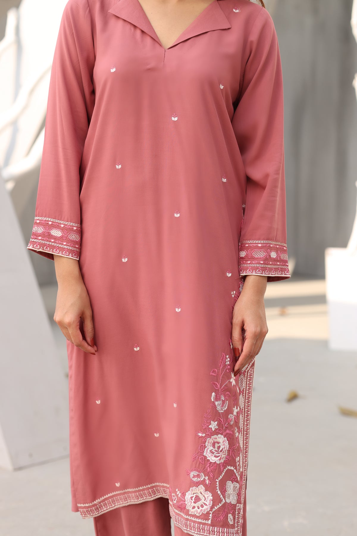 Pink embroidered dress