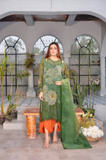 Green chiffon dress