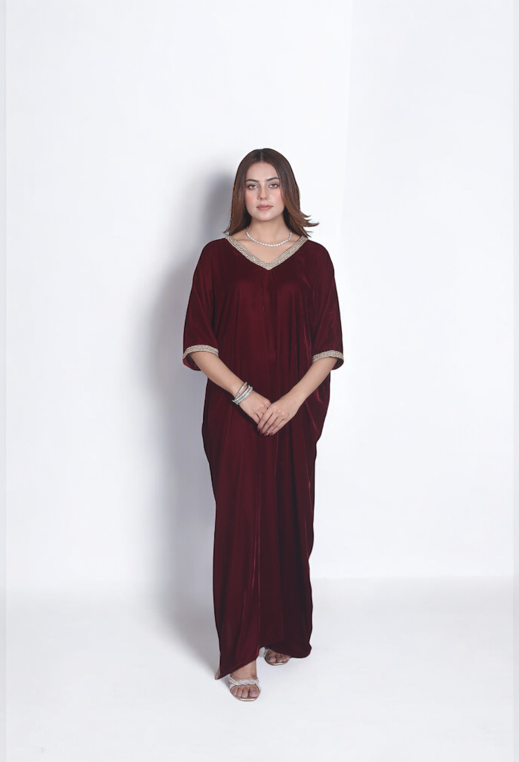 Red velvet kaftan