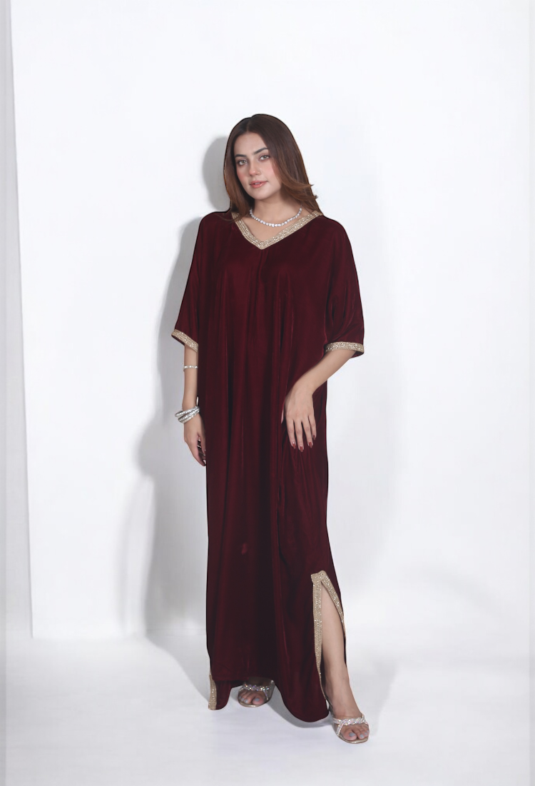 Red velvet kaftan