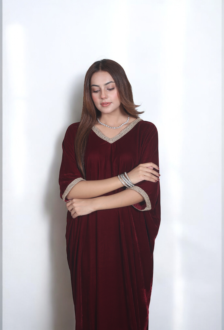 Red velvet kaftan