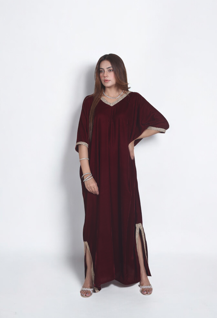 Red velvet kaftan