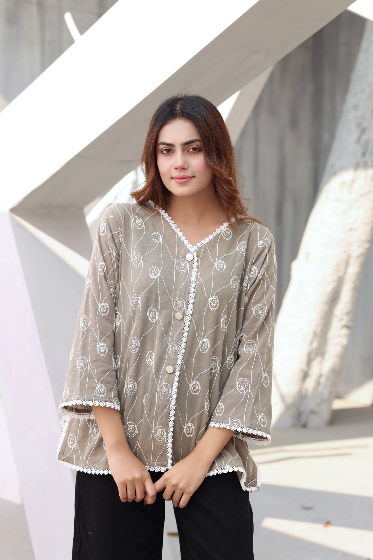 Gray embroidered shirt