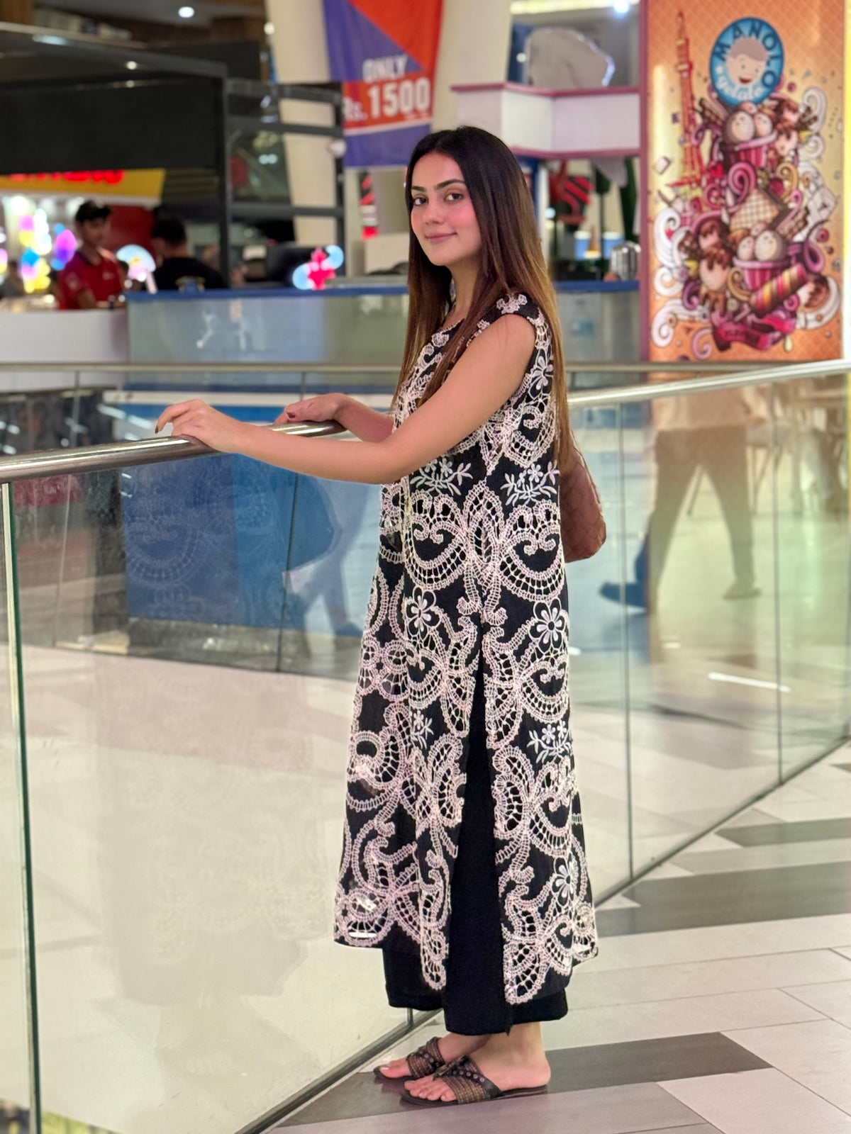 Lawn Black chikankari