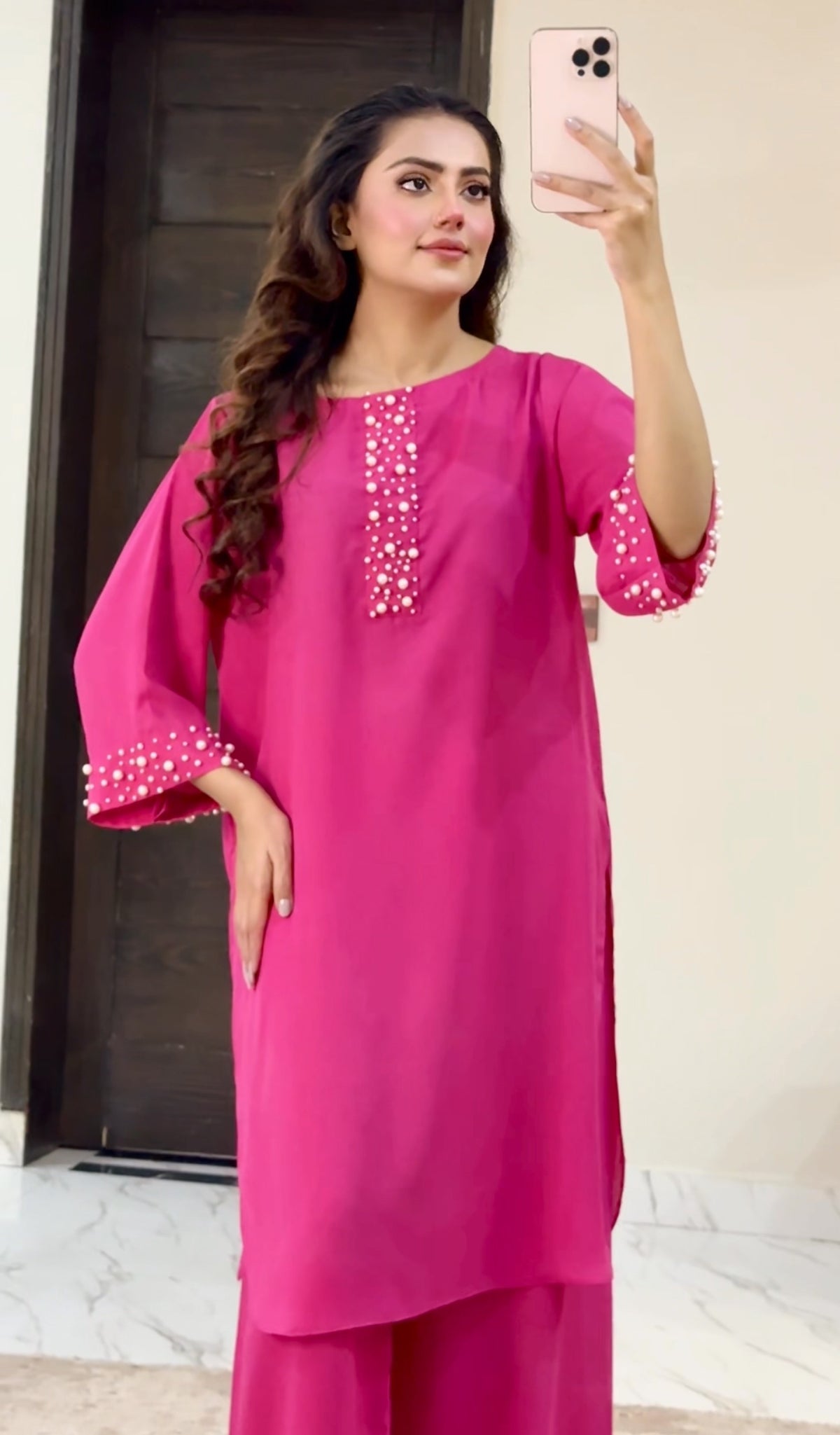 Pink pearl dress