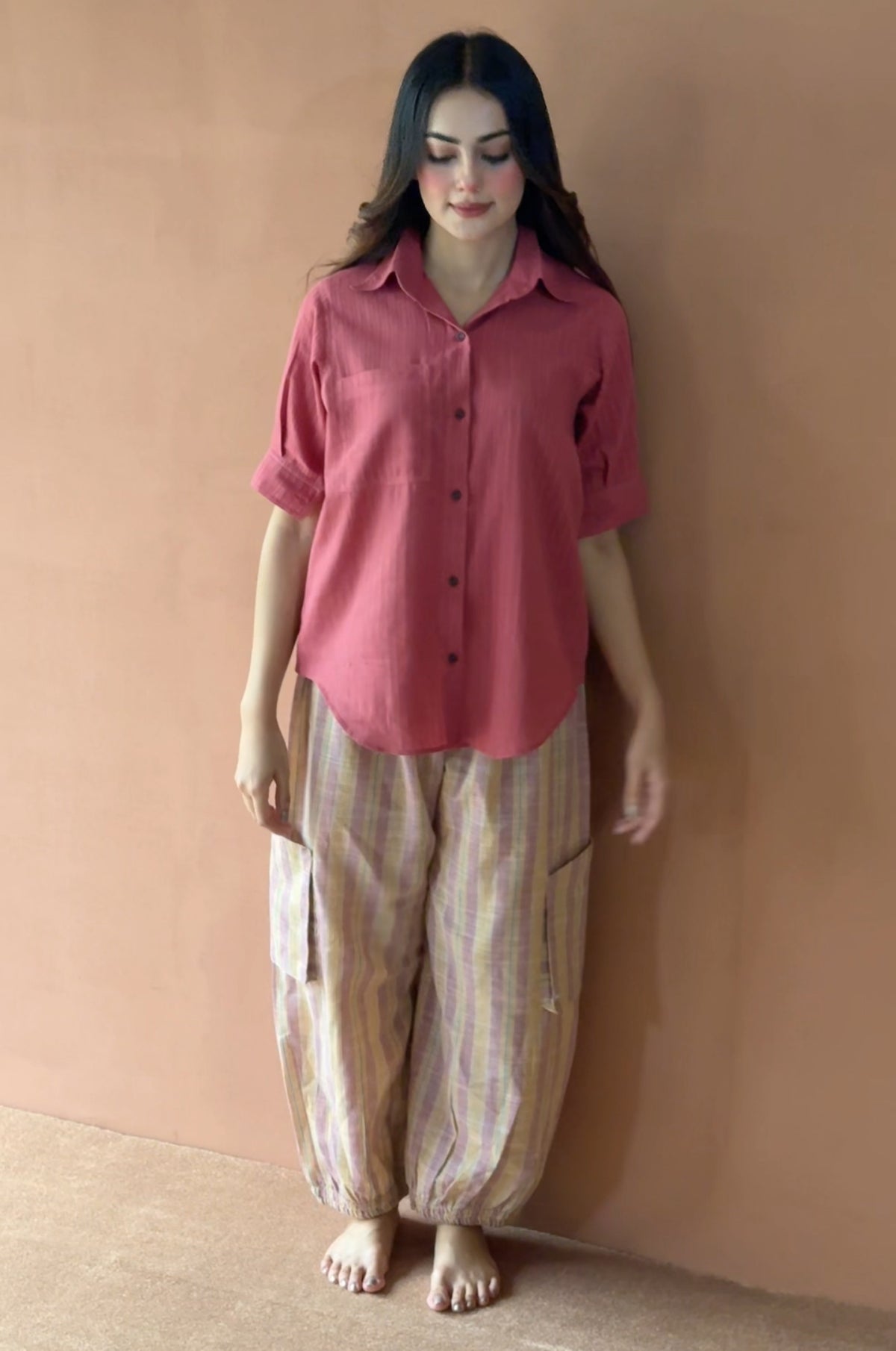 Pink boxy contrast set