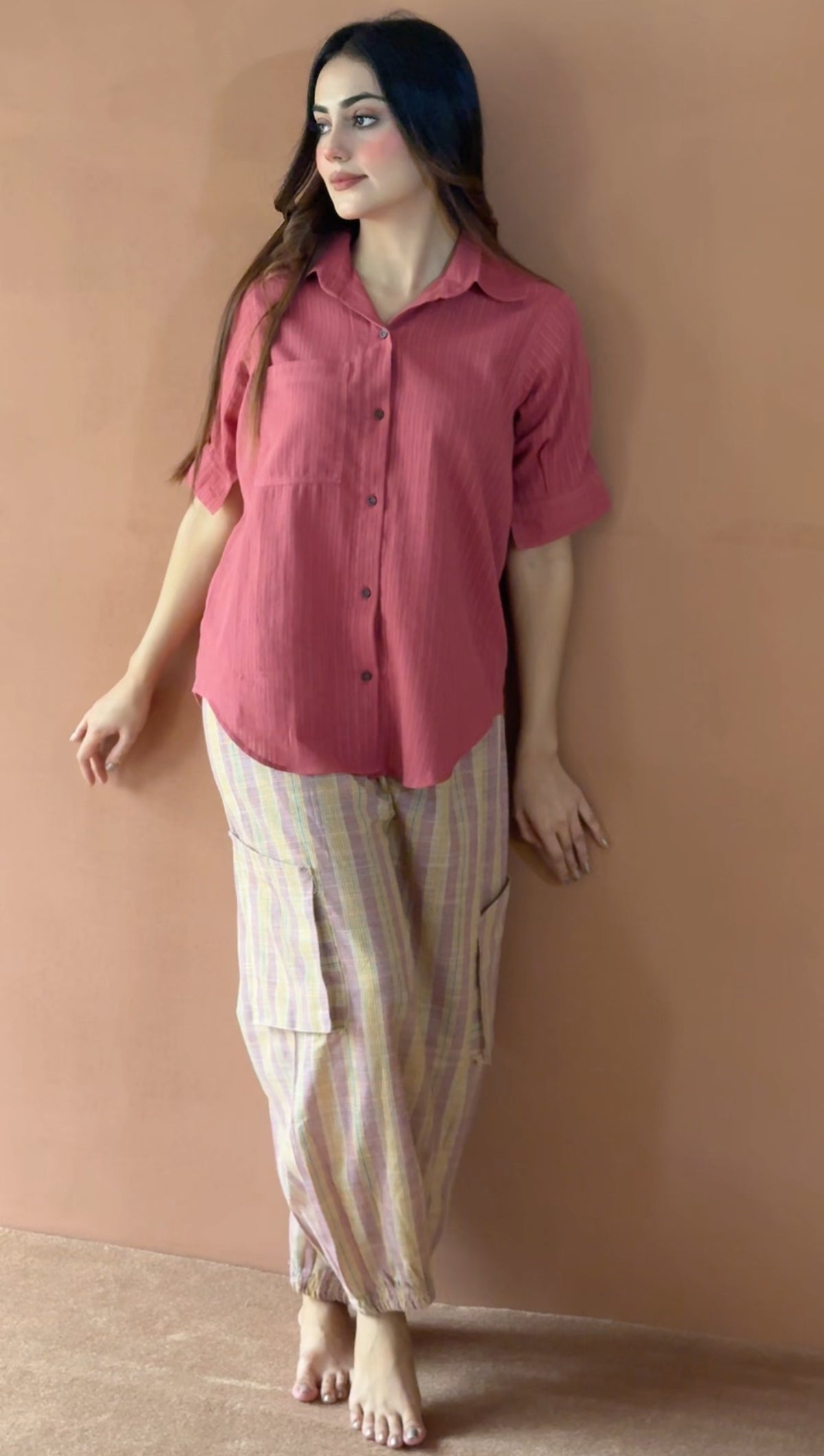 Pink boxy contrast set