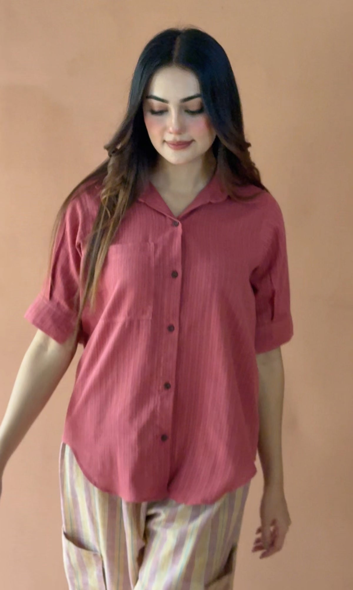 Pink boxy contrast set