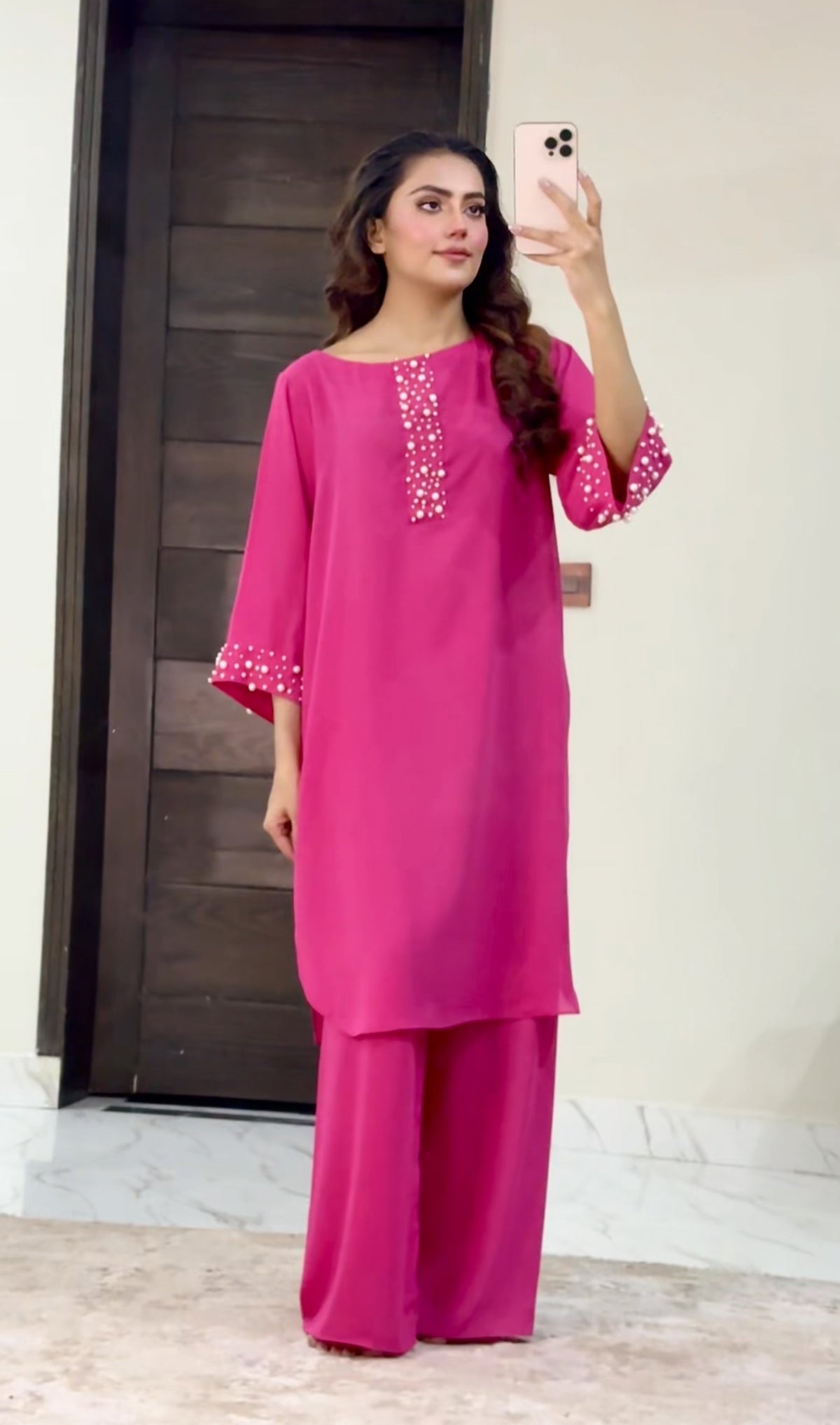 Pink pearl dress