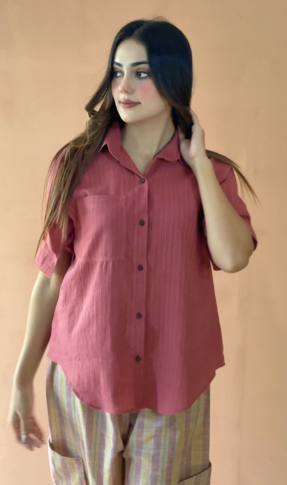 Pink boxy contrast set