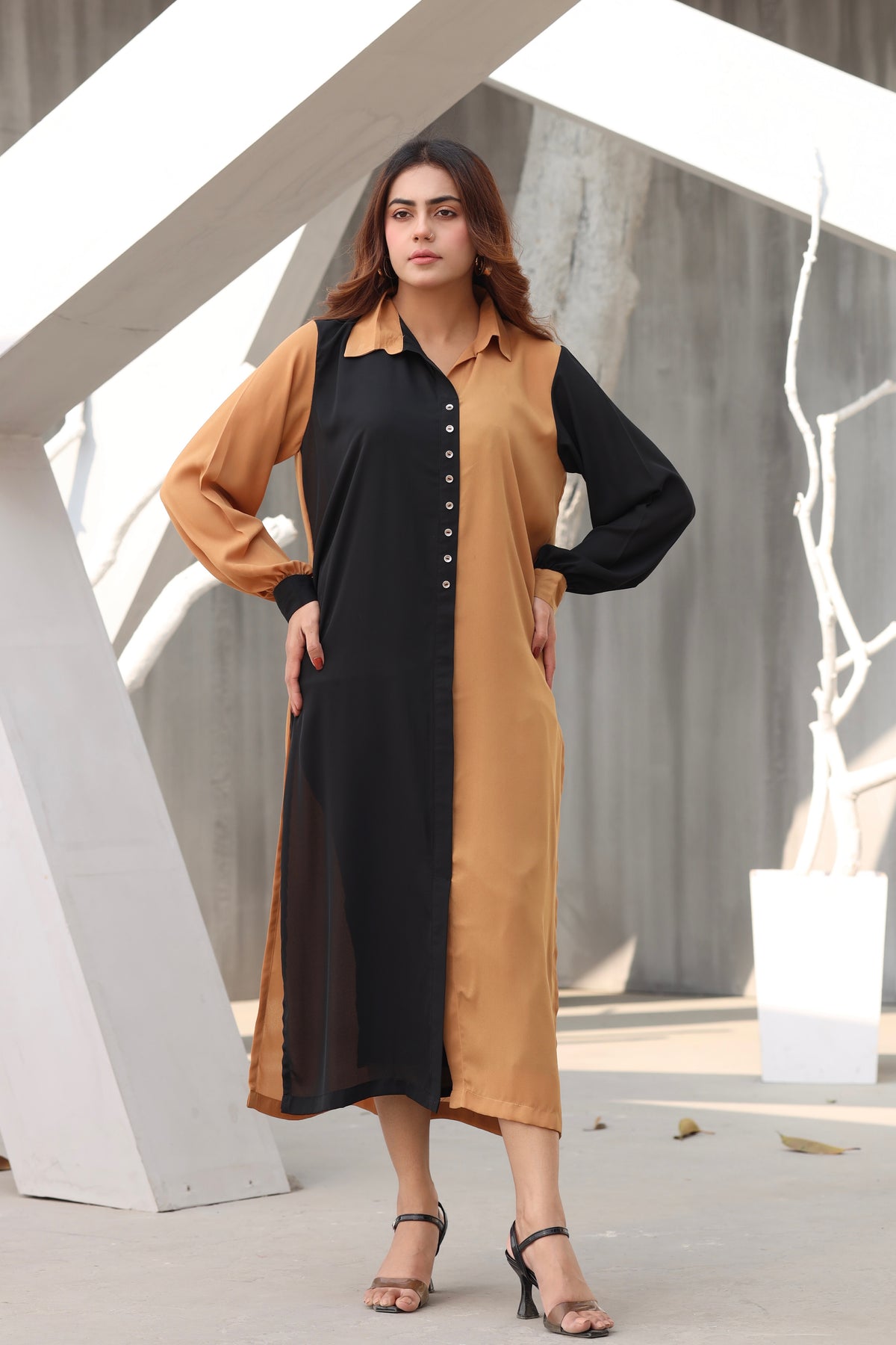 Single Contrast panel long shirt