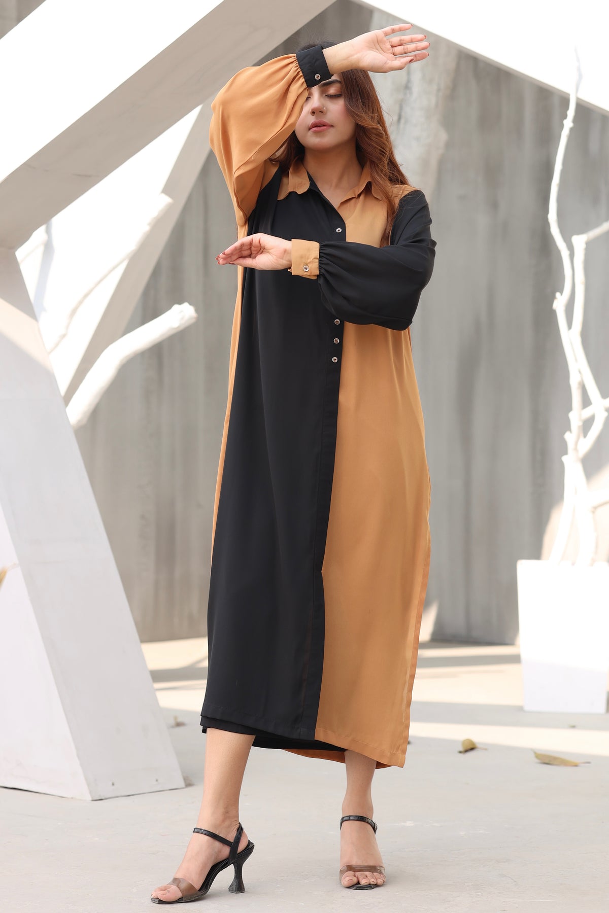 Single Contrast panel long shirt