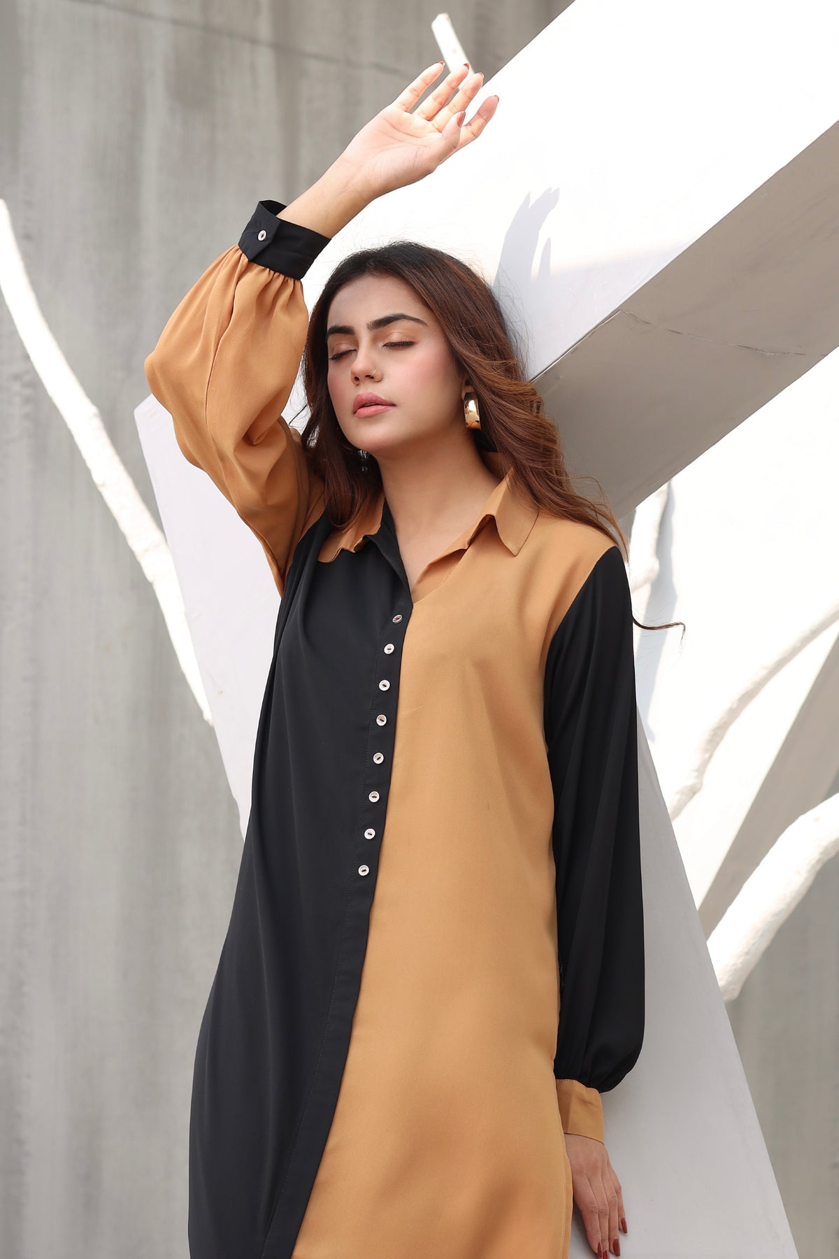 Single Contrast panel long shirt