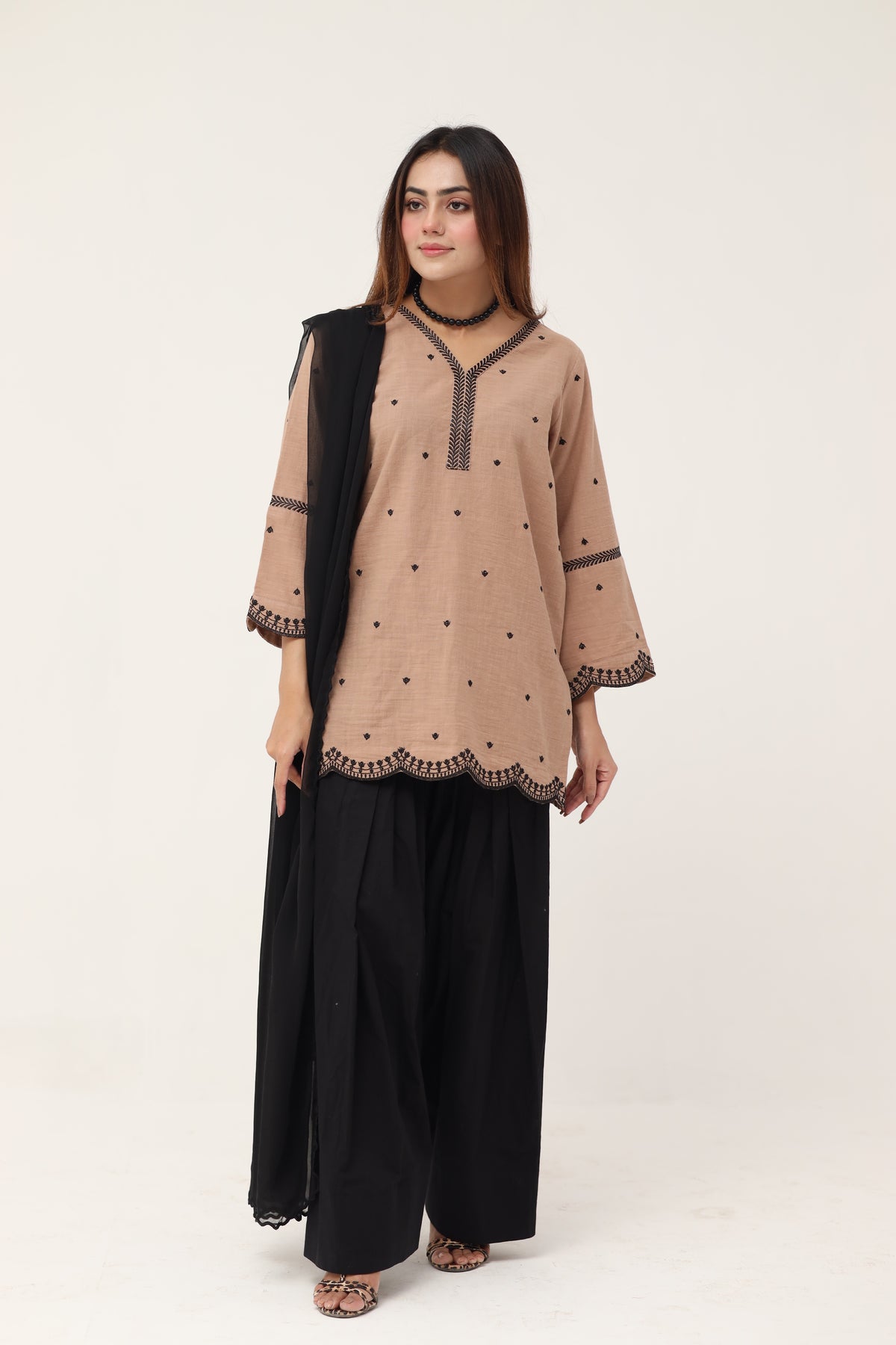 3 piece Camel farshi shalwar