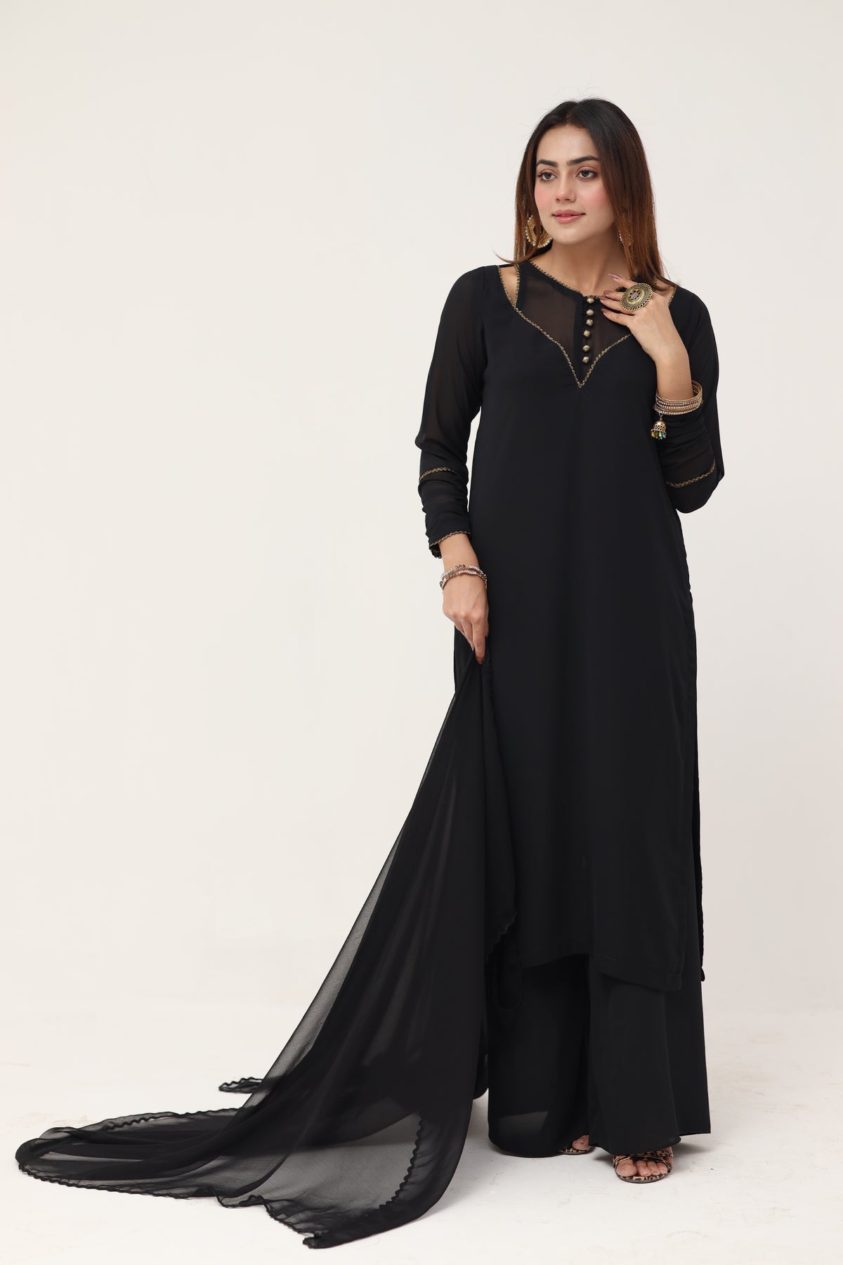 3 piece chiffon dress
