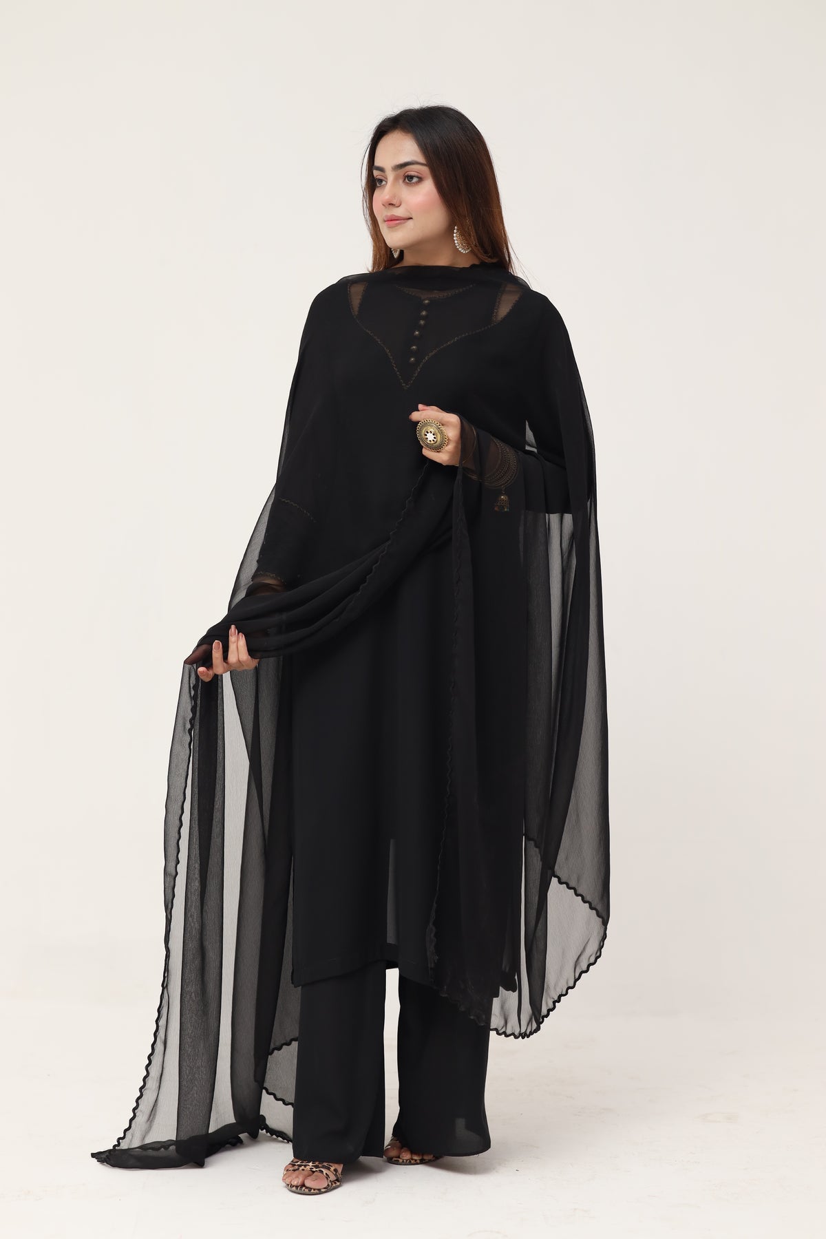 3 piece chiffon dress