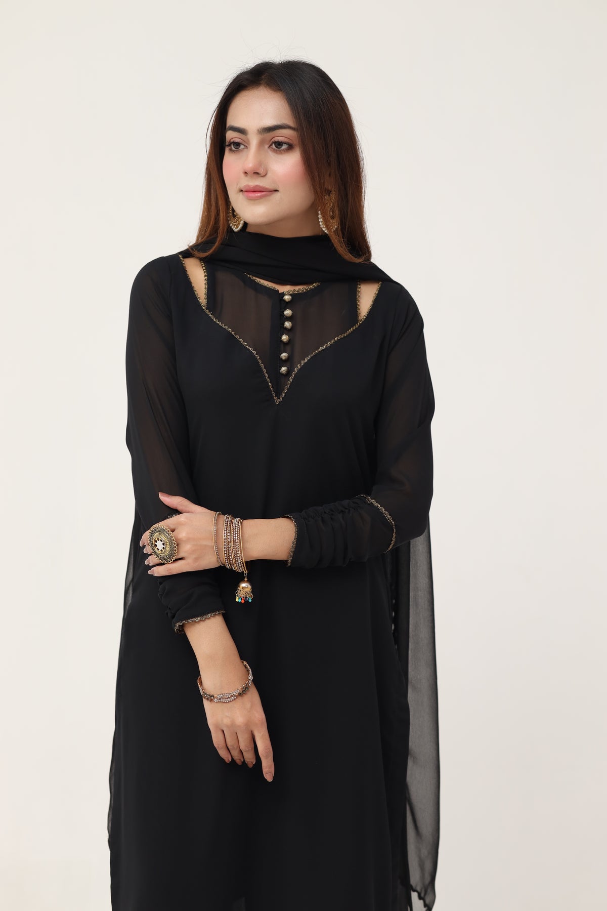 3 piece chiffon dress